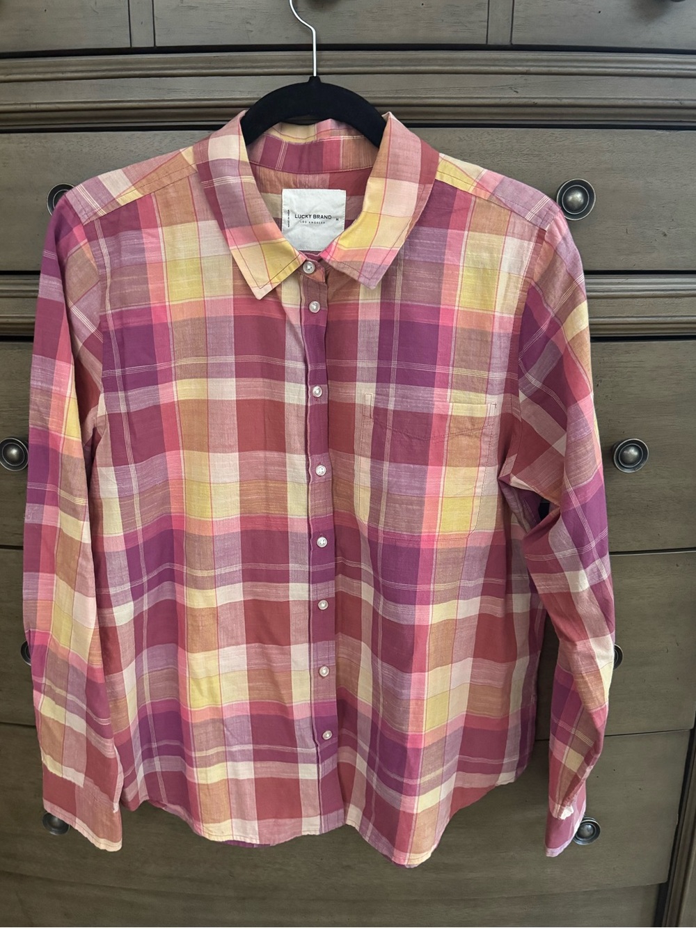 Lucky Plaid Button-Down Shirt - Pink Multi